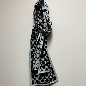 Coach black and silver reversible scarf.